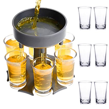 Lexi Home 6 Glass Shot Liquor Dispenser
