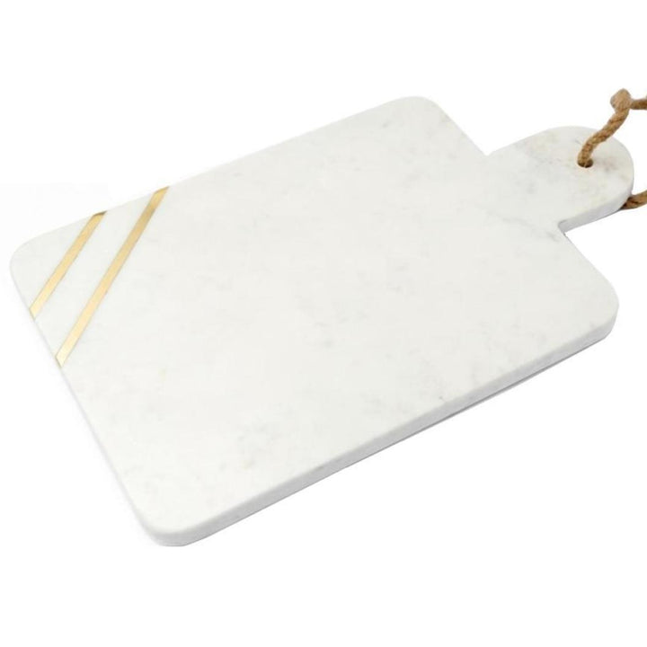 Marble Charcuterie Cutting Board - White, Double Inlay