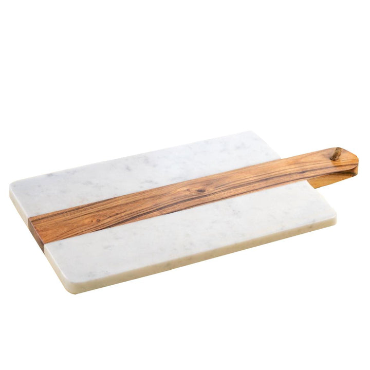 Marble Charcuterie Cutting Board - White and Wood
