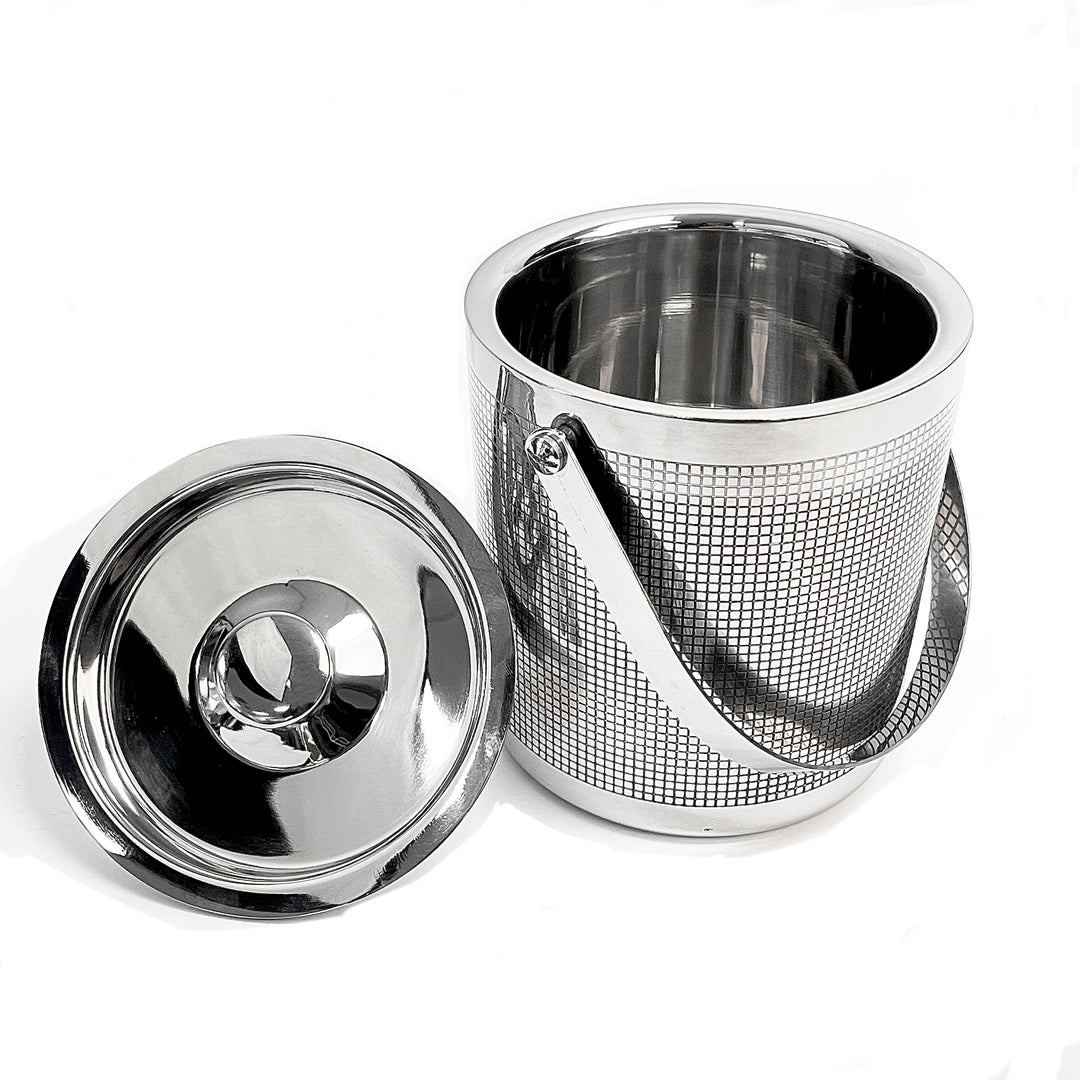 Double Wall Ice Bucket Check Etched Design