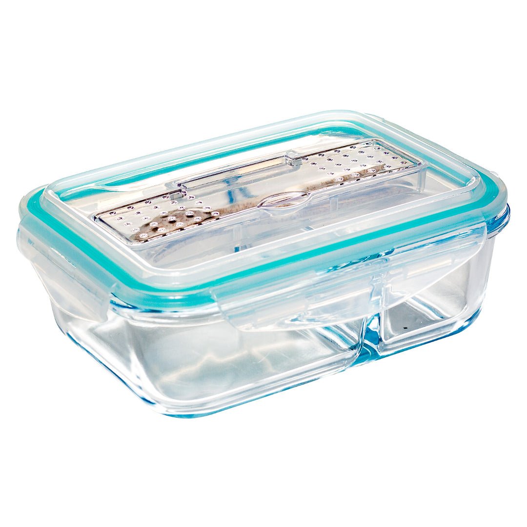 Lock and Seal 35 oz. 2-Compartment Glass Container with Utensils – Lexi Home