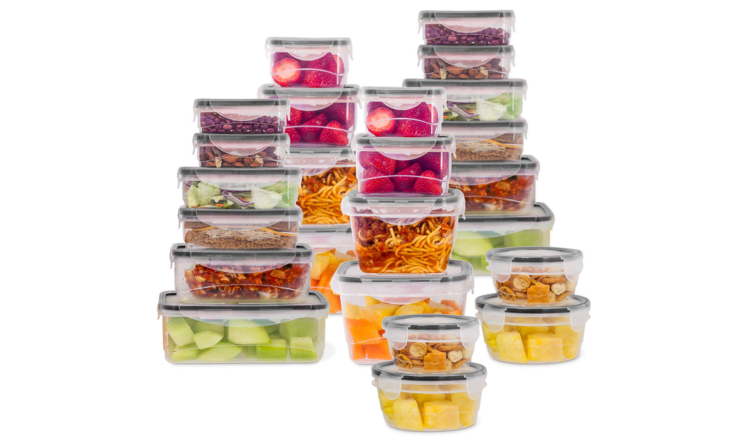 Plastic Containers w/ Snap Lock Lids - 48-pc Set, Black