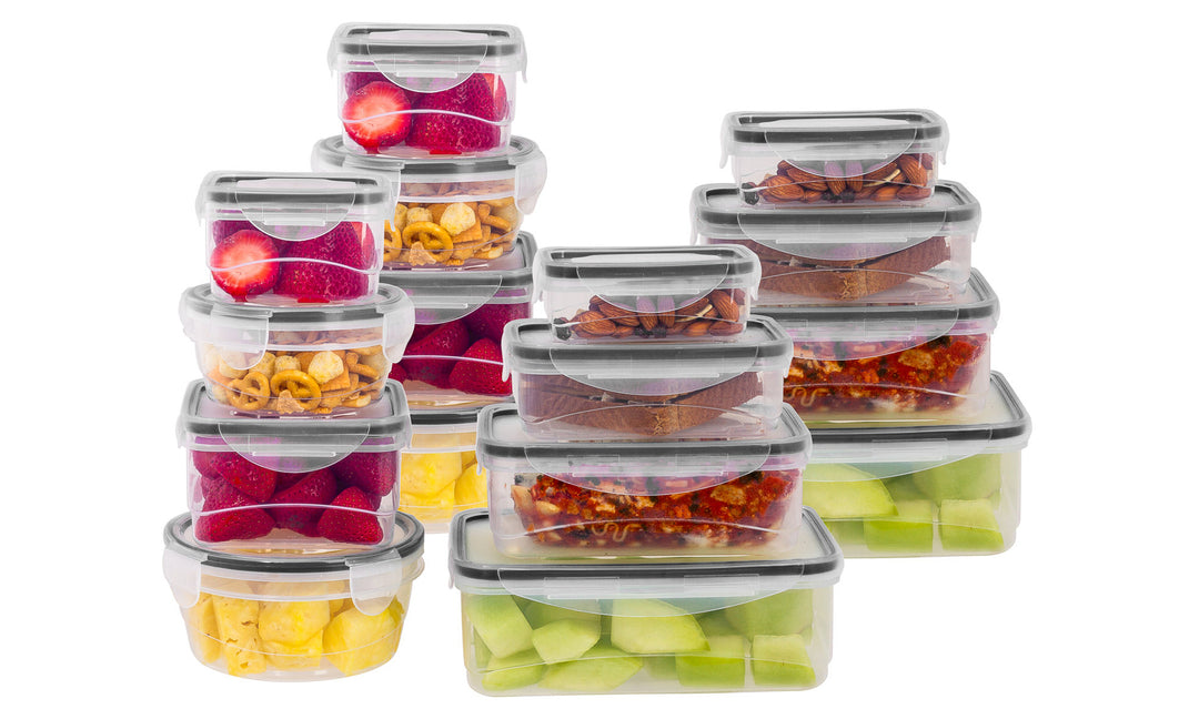 Plastic Containers w/ Snap Lock Lids - 32-pc Set, Black