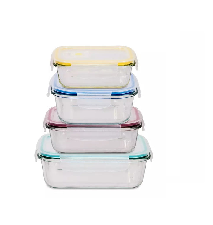 8-Piece Premium Borosilicate Glass Meal Prep Food Container Set