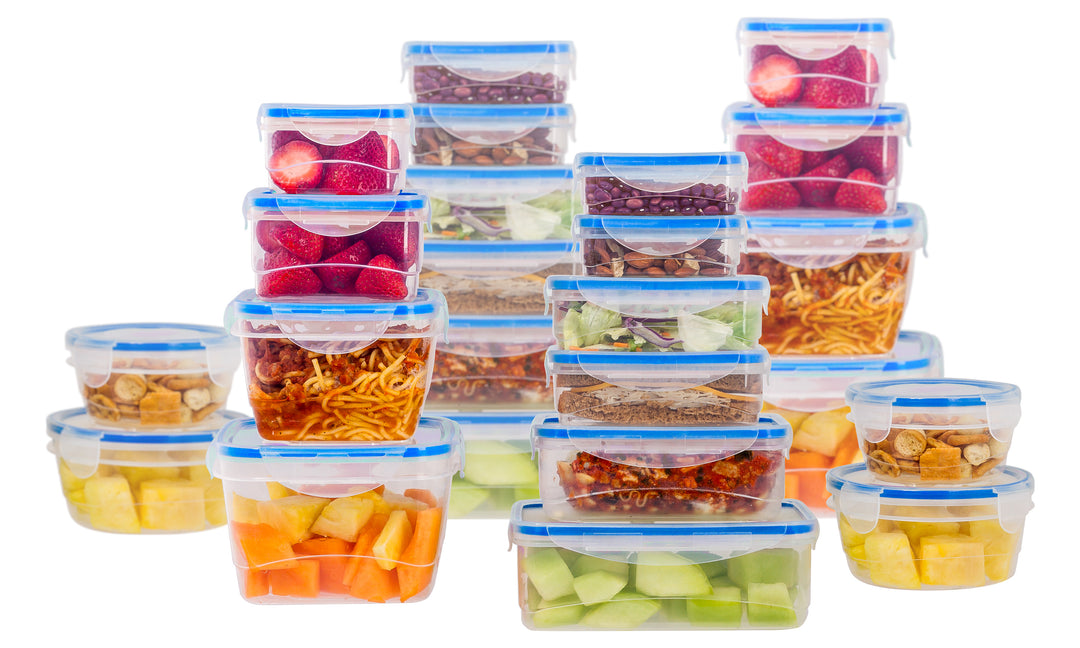 Plastic Containers w/ Snap Lock Lids - 48-pc Set, Blue