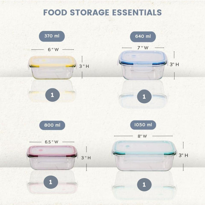 8-Piece Premium Borosilicate Glass Meal Prep Food Container Set