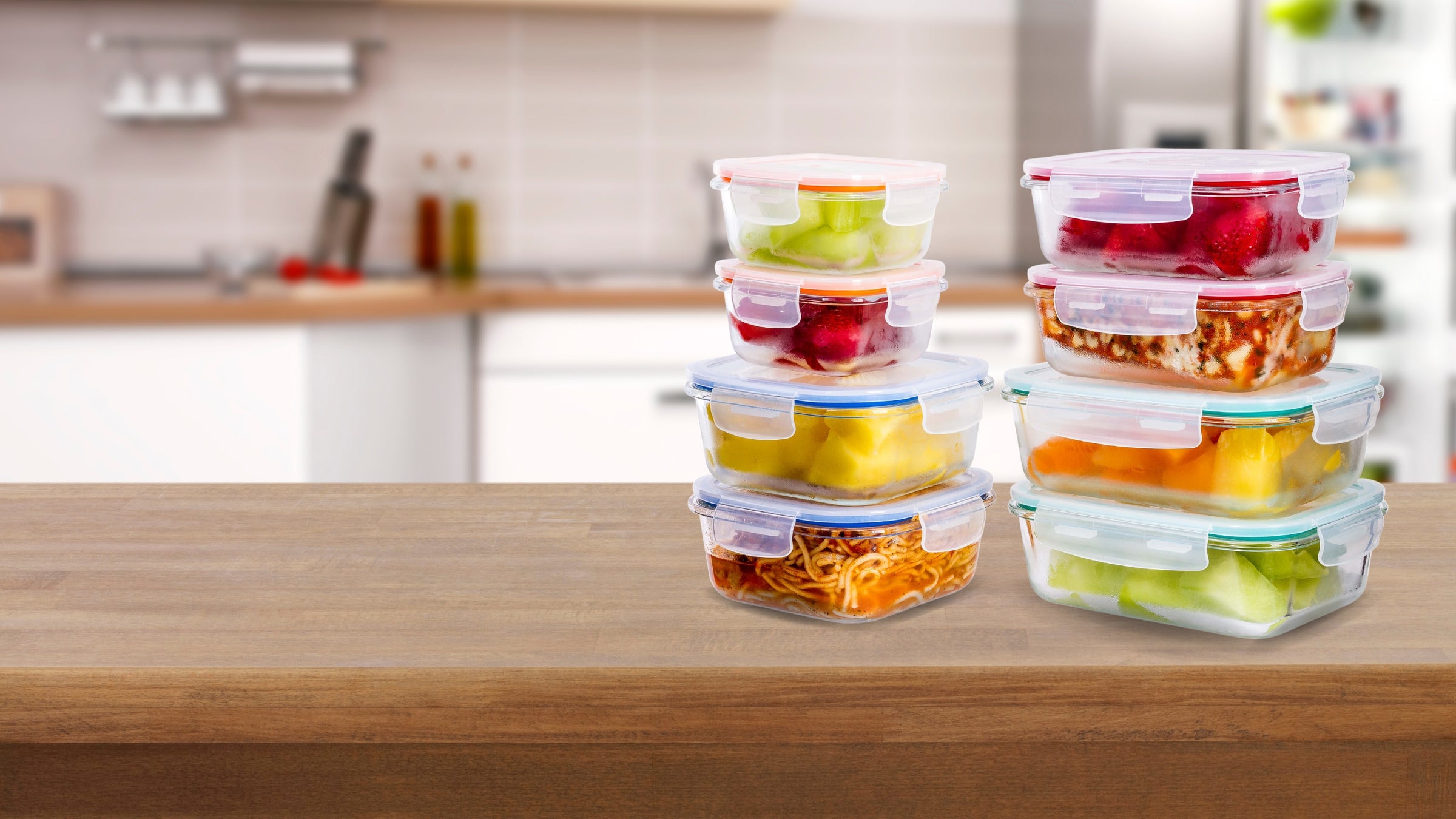 8-Piece Premium Borosilicate Glass Meal Prep Food Container Set - Lexi Home
