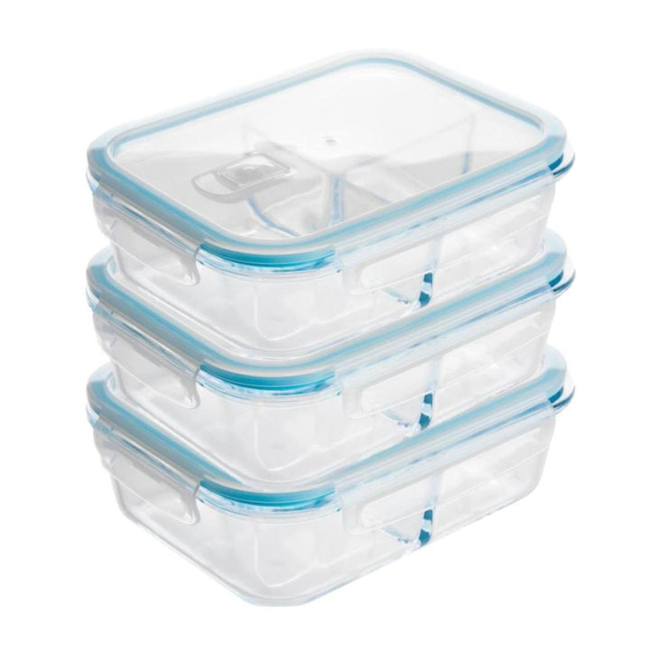 51 Oz. 3 Compartment Lock & Seal Glass Containers