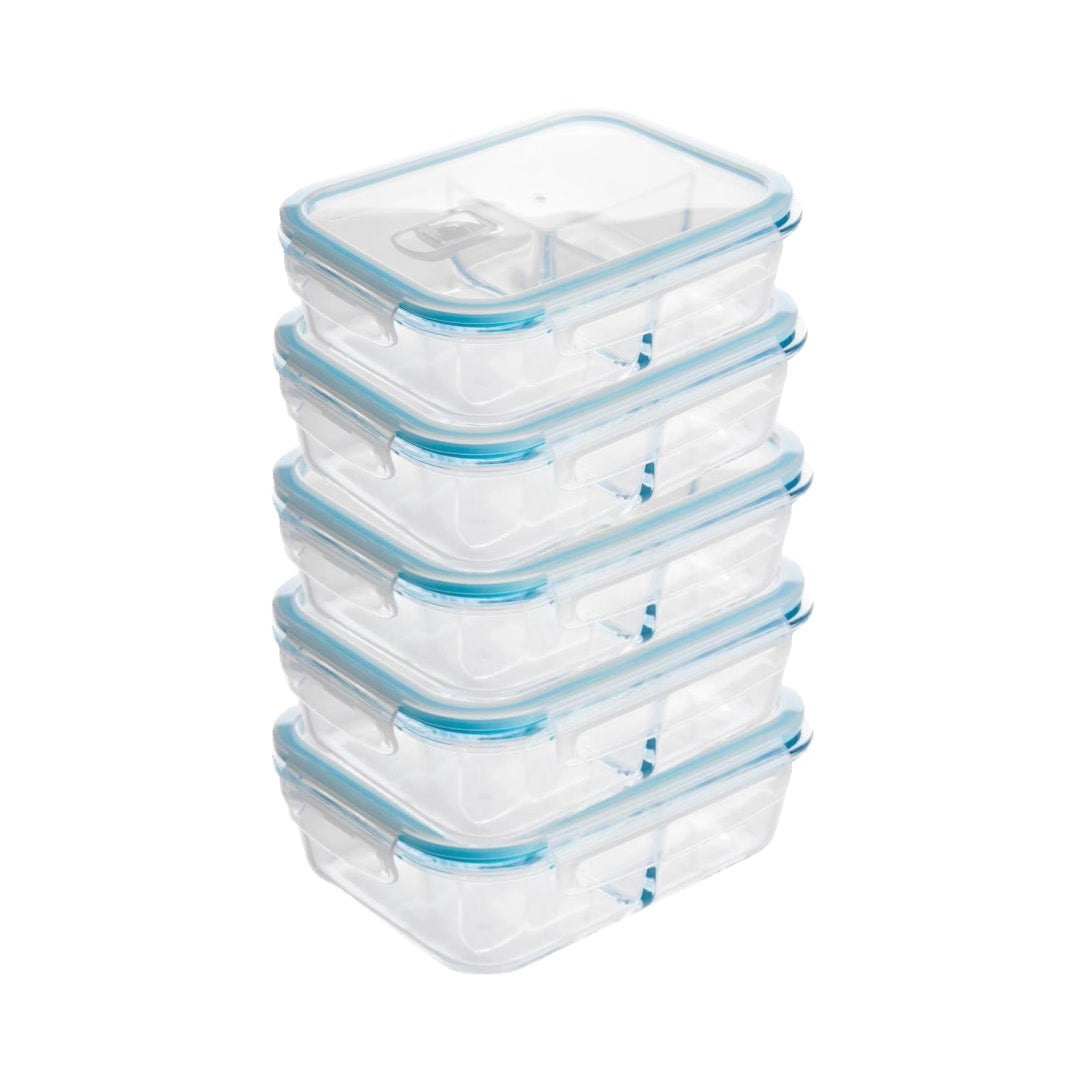 51 Oz. 3 Compartment Lock & Seal Glass Containers