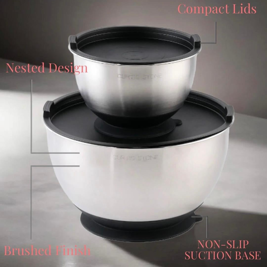 Lexi Home Stainless Steel Mixing Bowl Set - 2 Piece Suctioning Bowl Set
