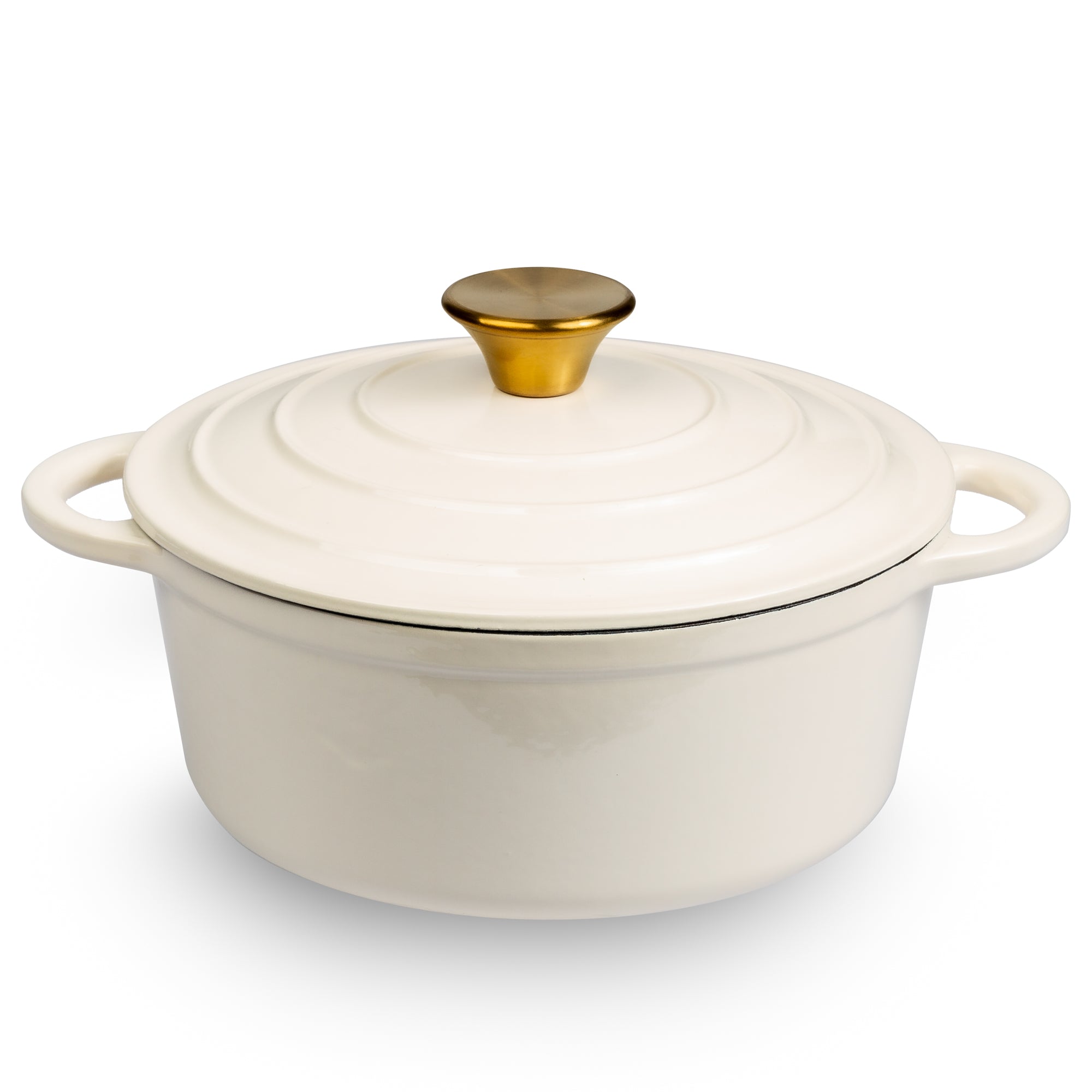 Enameled Cast Iron Dutch Oven -3qt Dutch Oven Pot with Lid and Steel Knob -  Cast Iron Cookware with Loop Handles for Gas, Electric & Ceramic Stoves 