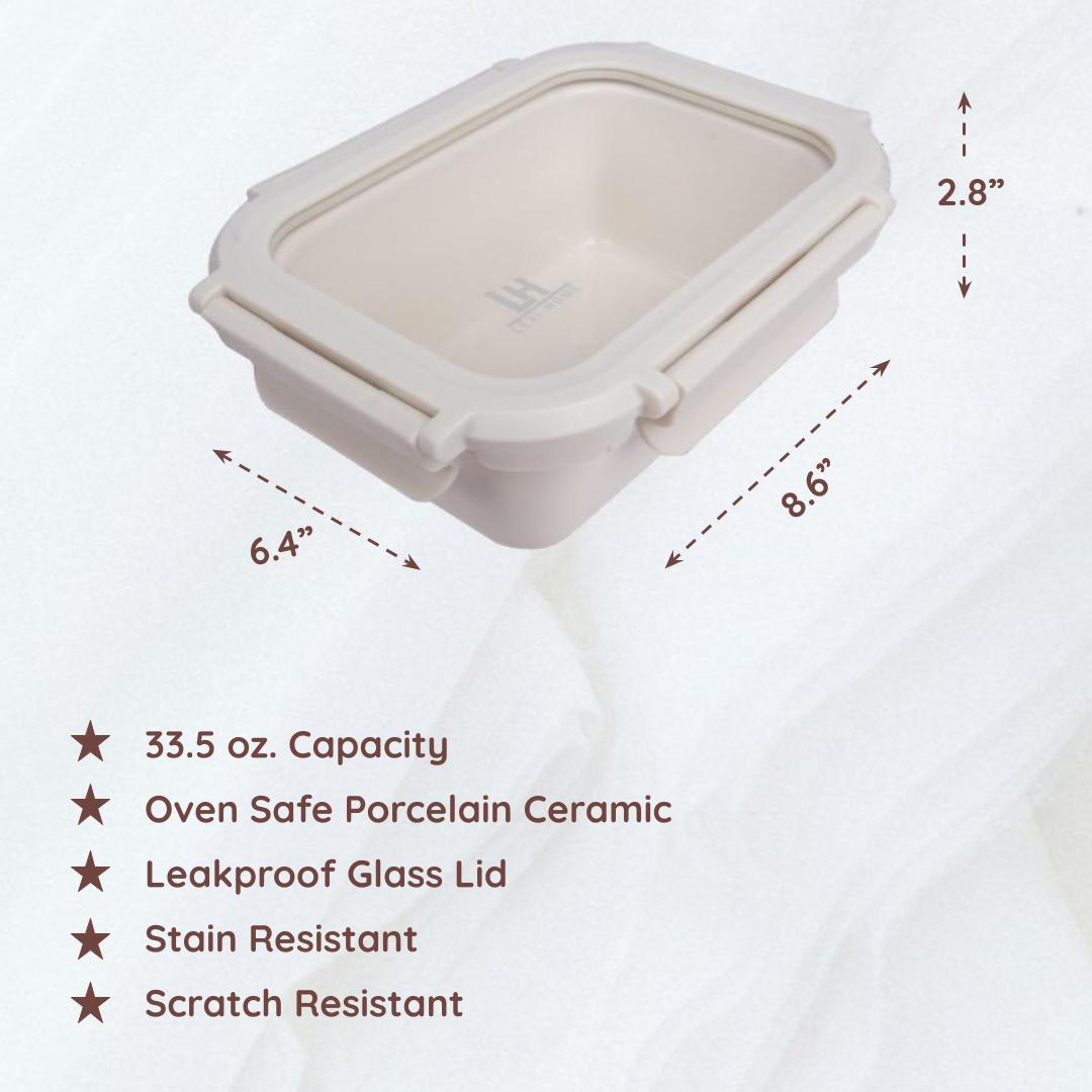 Brixton 33.5 Oz. Premium Porcelain Container with Glass Lid