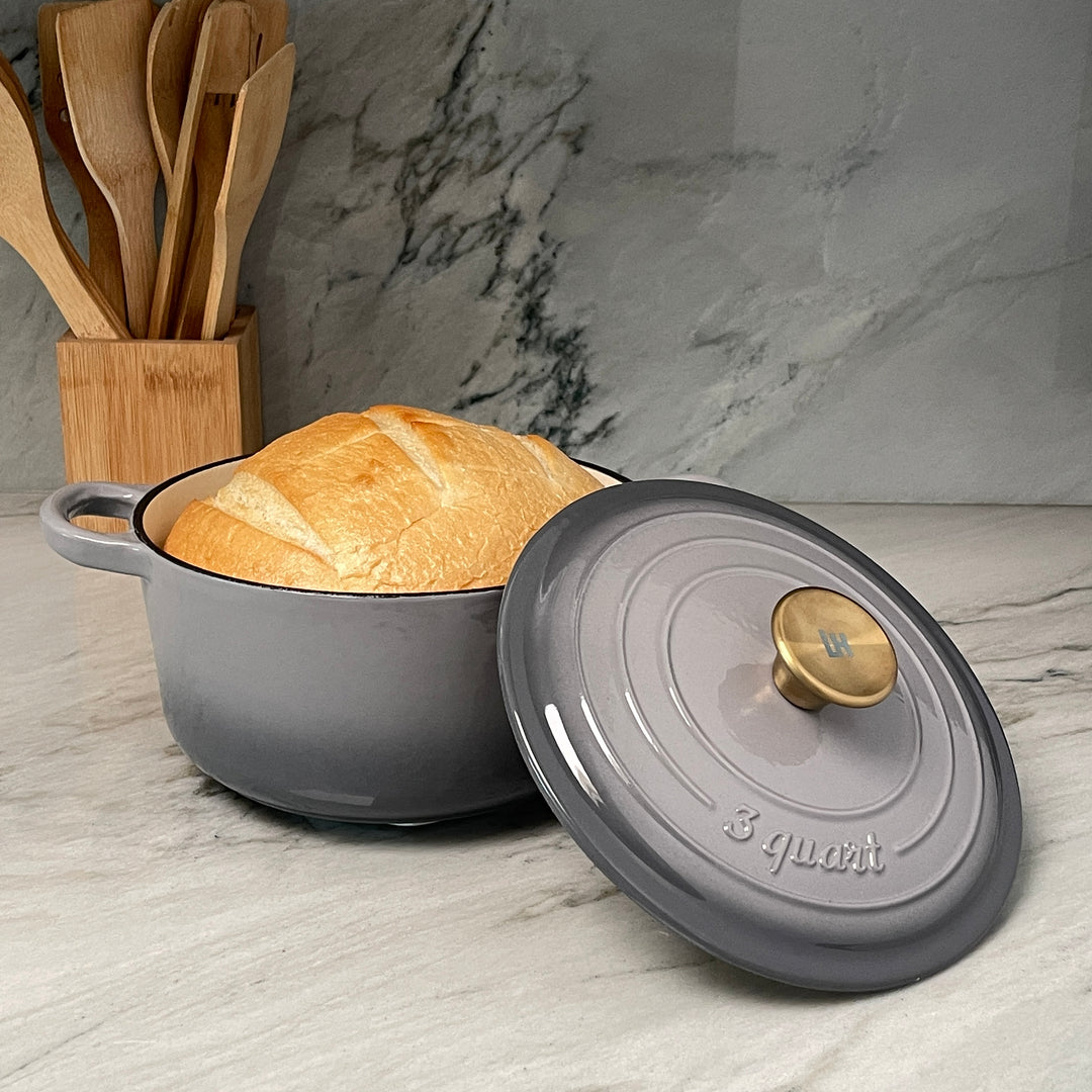 Lexi Home 5 Qt. Enameled Cast Iron Dutch Oven Pot - Cream 
