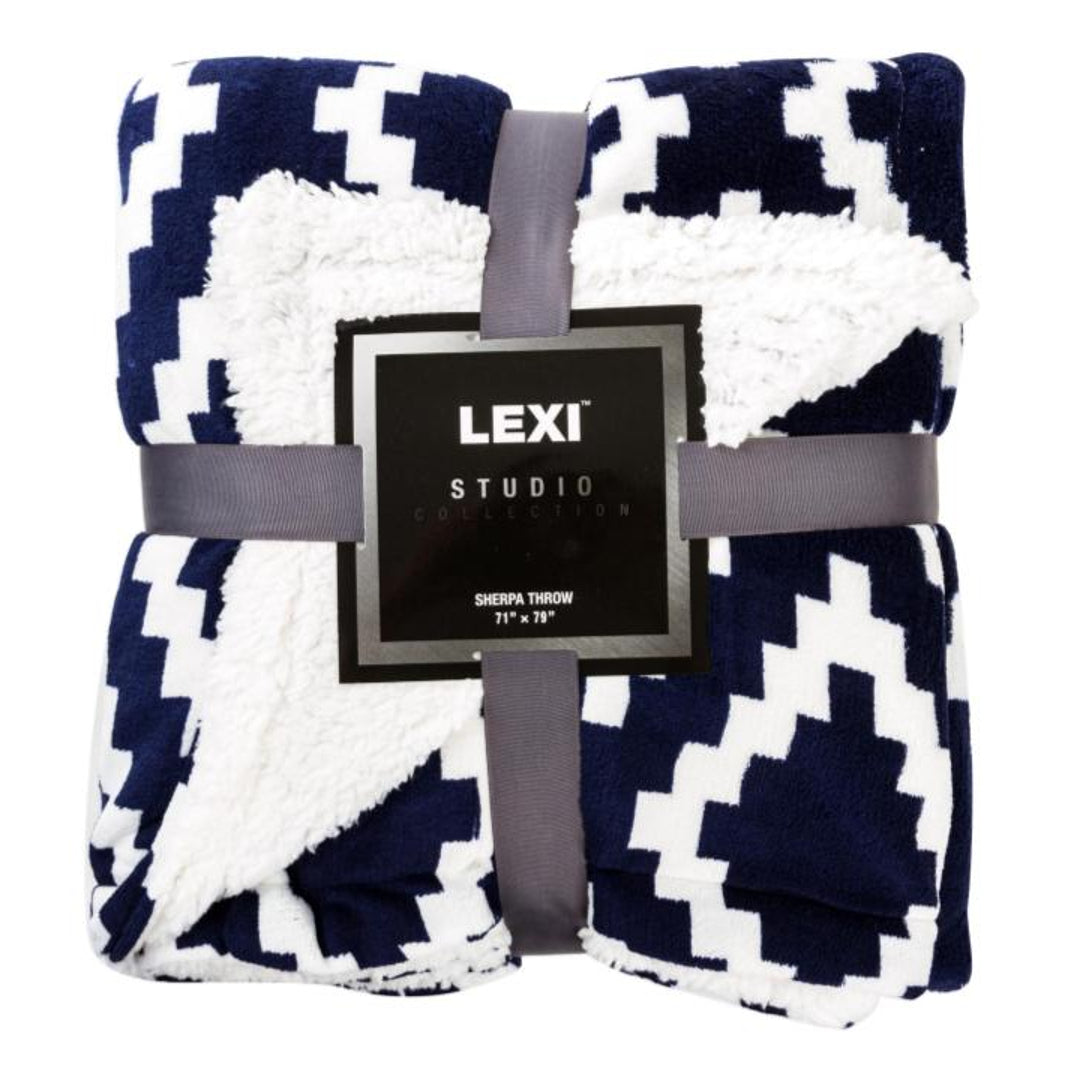 Lexi Home 71" x 79" Plush Reversible Sherpa Fleece Blanket