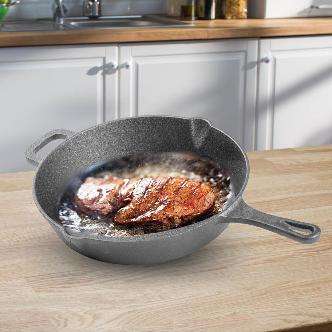 3Pcs Pre-Seasoned Cast Iron Skillet Non-Stick Frying Pan Kitchen Cookware  Safe