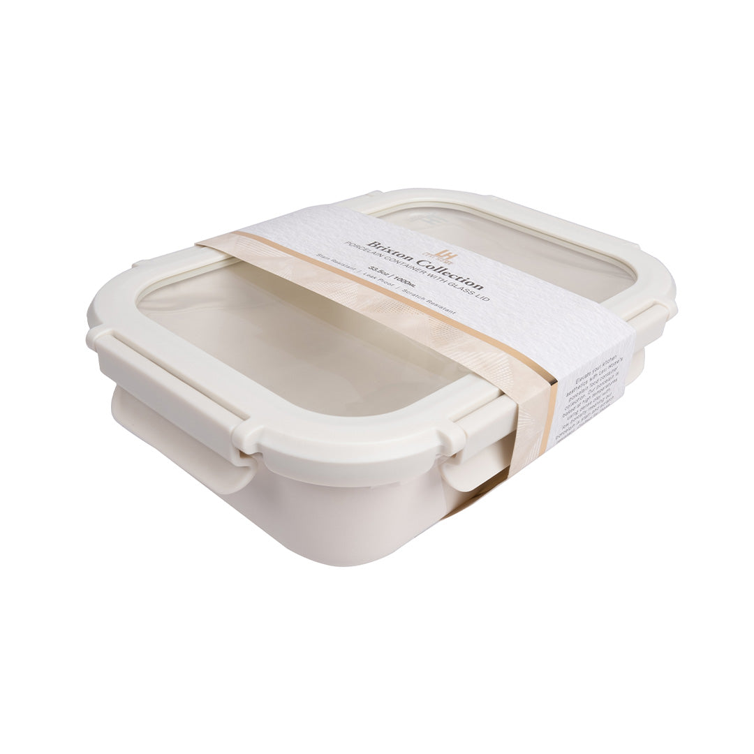 Brixton Premium Porcelain Container with Glass Lid Lexi Home