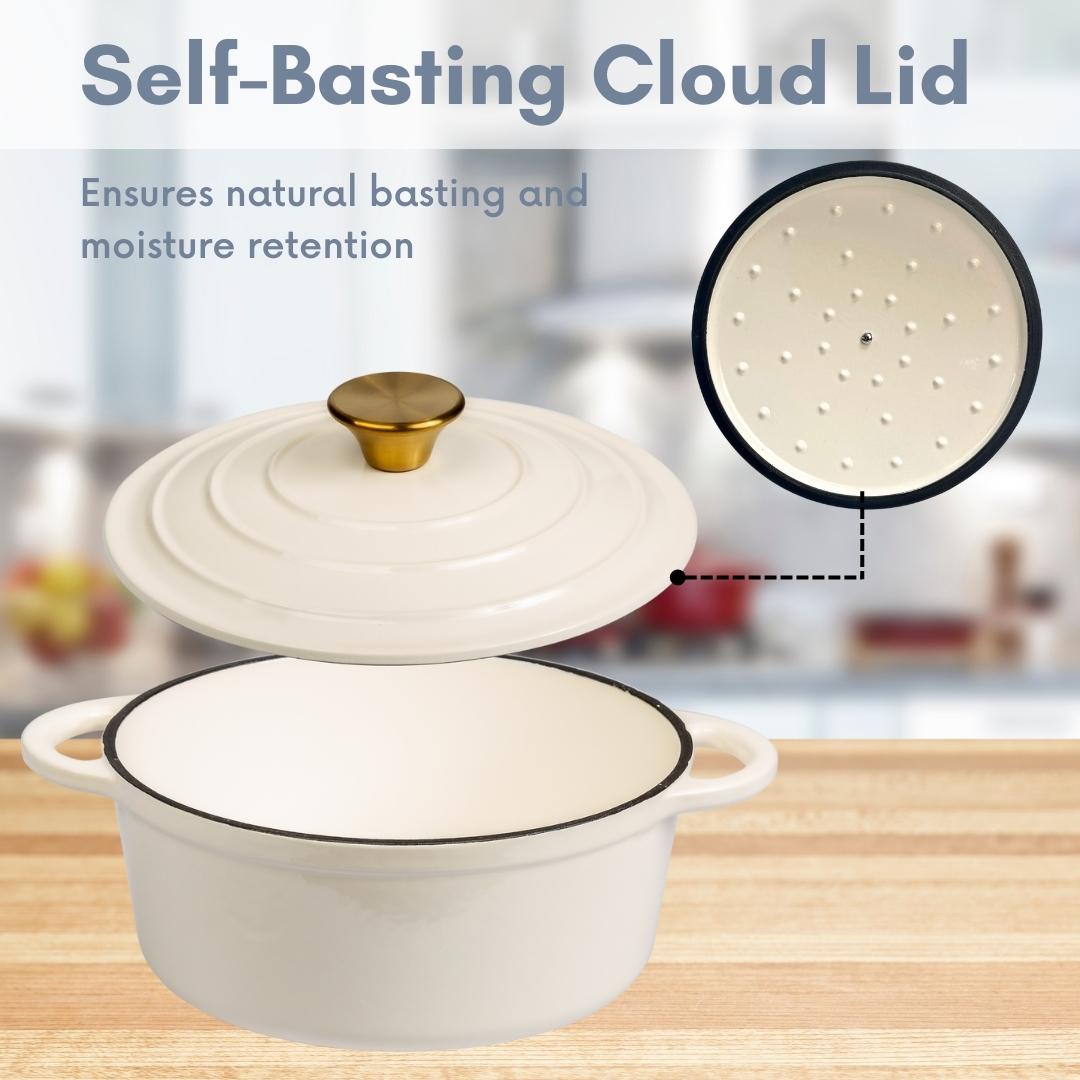 Lexi Home Premium Enameled Cast Iron Dutch Oven with Dual Loop