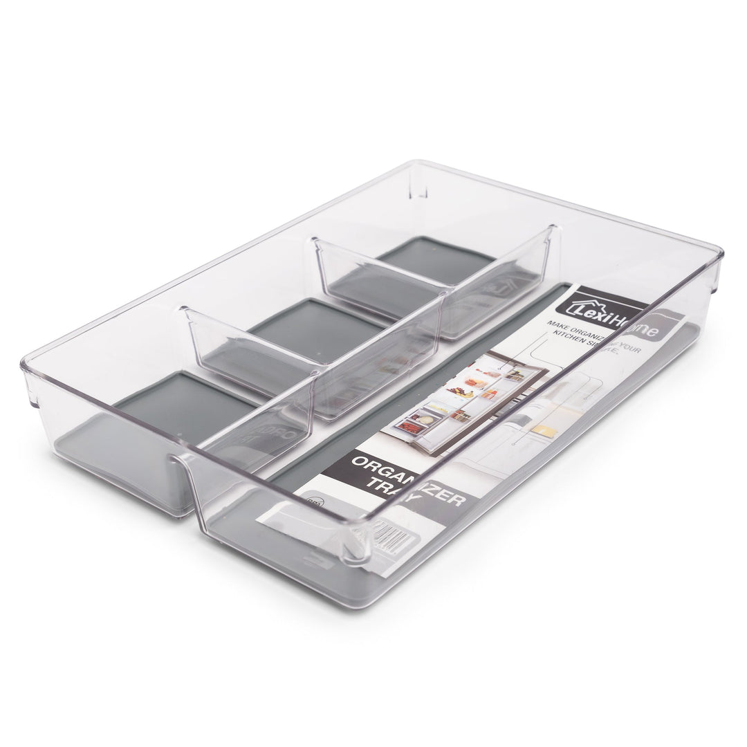 Acrylic Fridge Multi Compartment Tray Organizers - Kitchen Pantry Storage  by Lexi Home - 3-Piece Set - Lexi Home