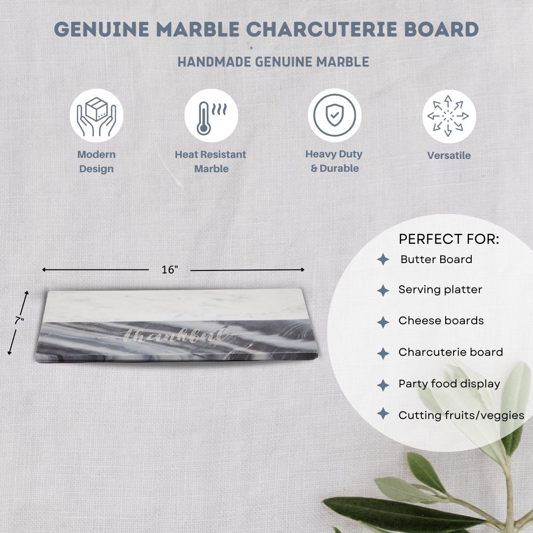 Marble Charcuterie Cutting Board - Grey, Thankful