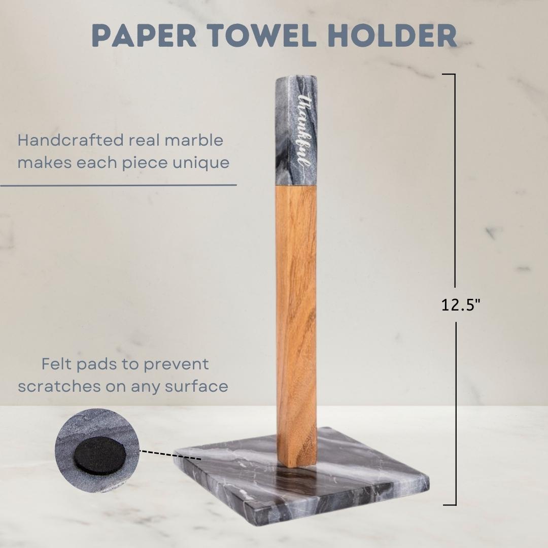 Marble Paper Towel Holder - Grey, Thankful