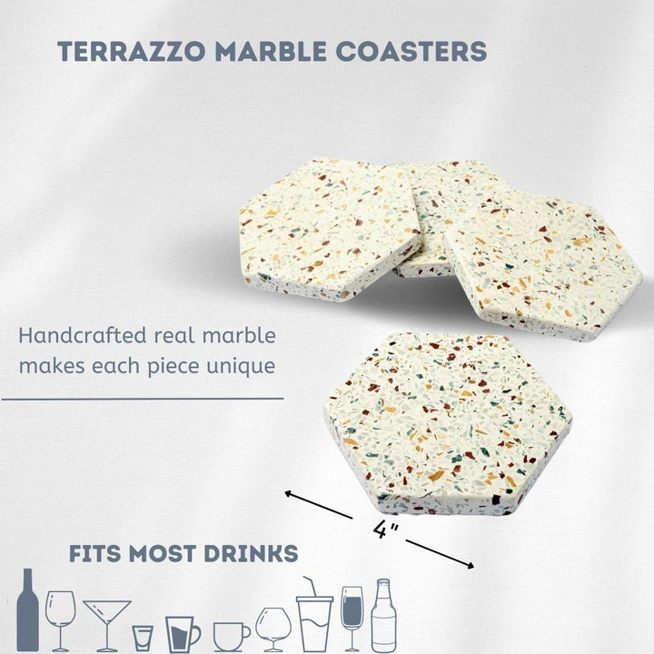 Marble Coasters - Hexagon/Terrazo - Set of 4