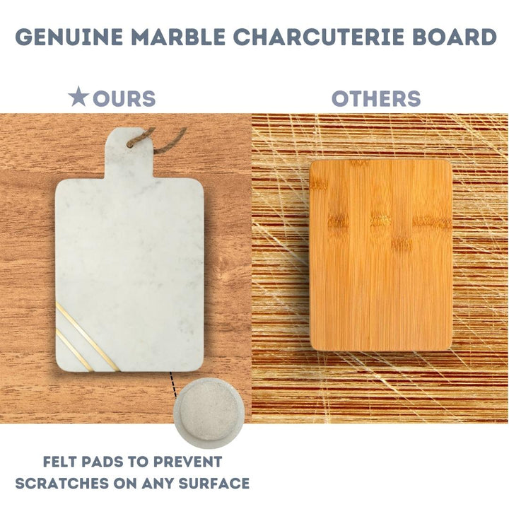 Marble Charcuterie Cutting Board - White, Double Inlay