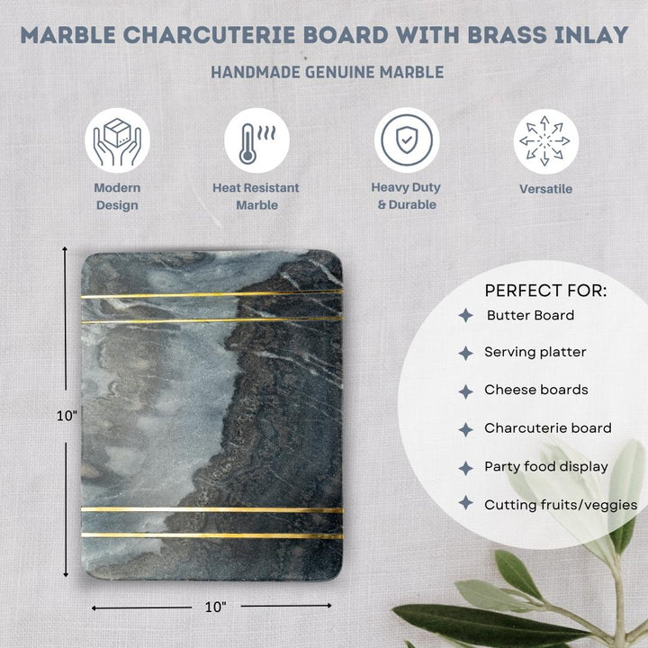 Marble Charcuterie Cutting Board - Grey Inlay