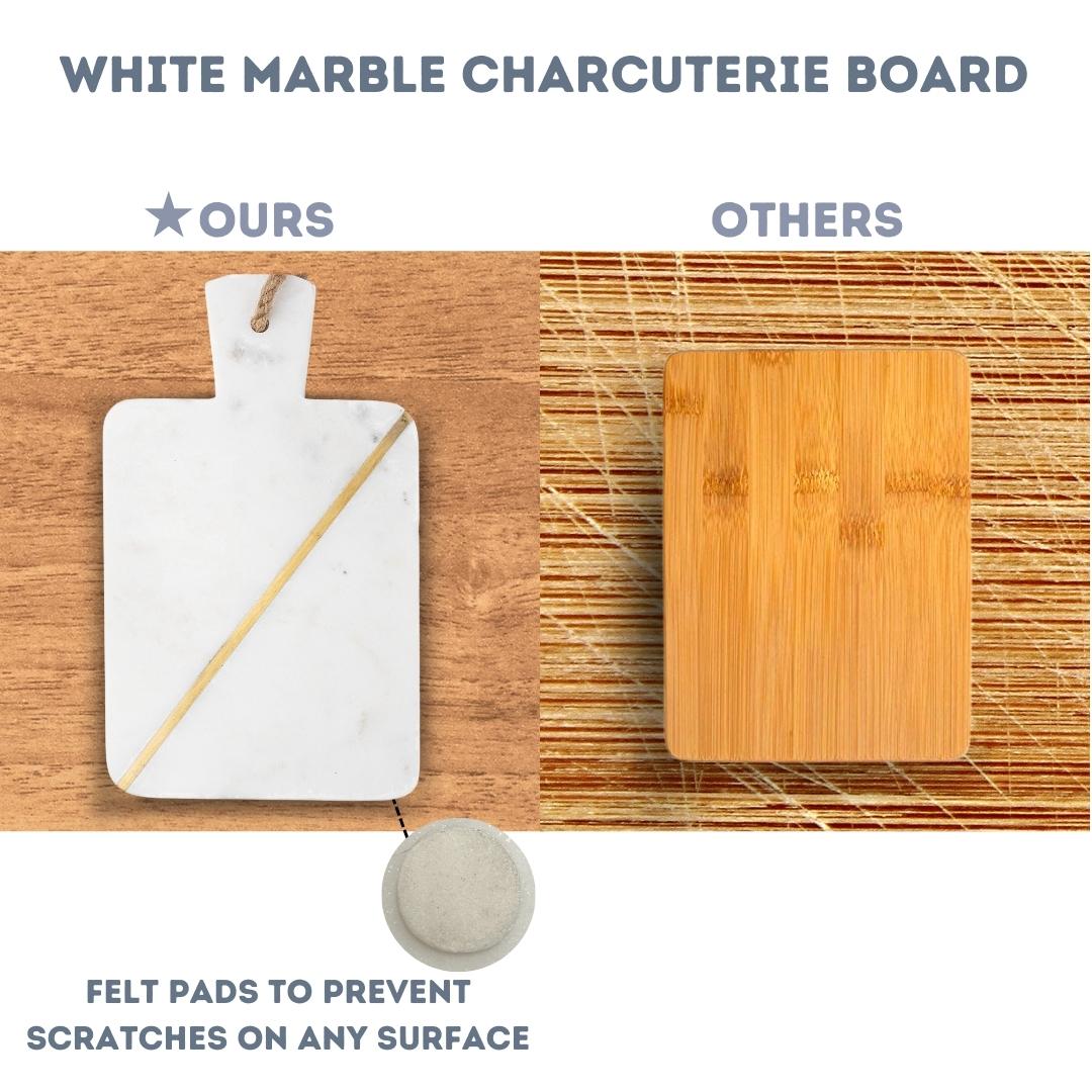 Marble Charcuterie Cutting Board - White, Single Inlay