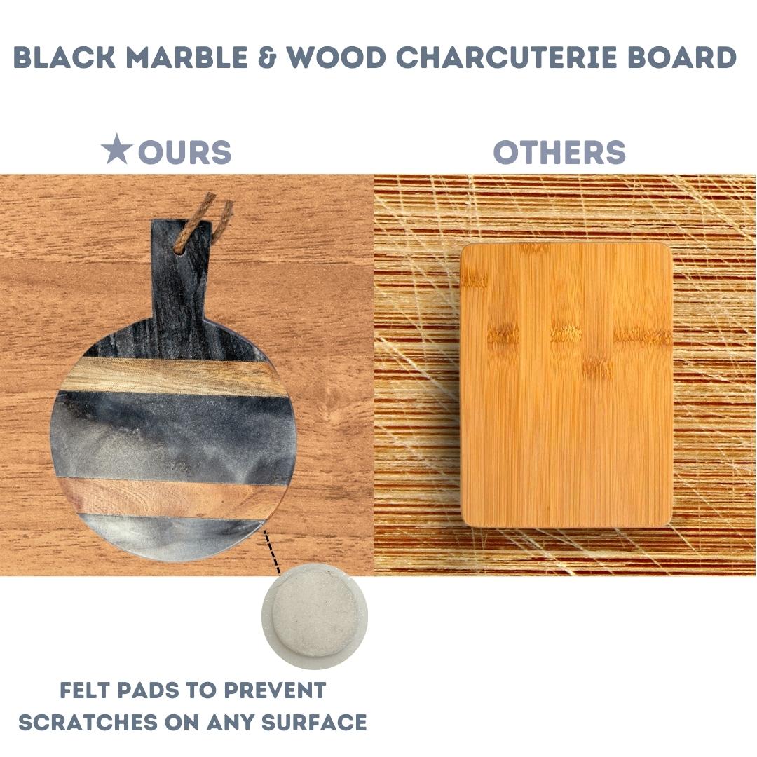Marble Charcuterie Cutting Board - Black and Wood