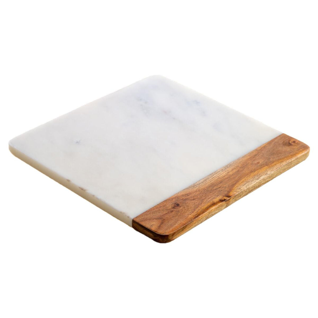 Marble Charcuterie Cutting Board - Square/White, Wood