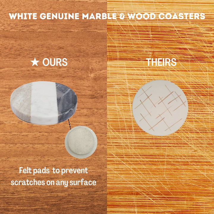 Marble Coasters - Round/3-Tone Natural - Set of 4