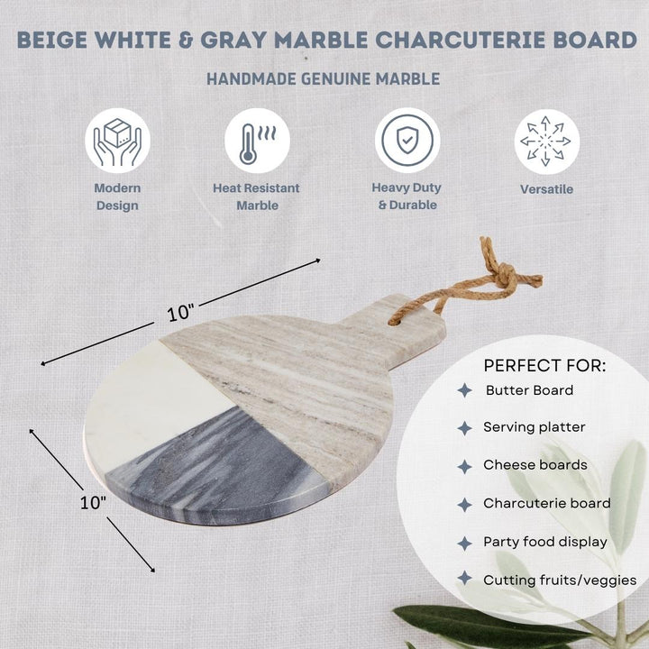 Marble Charcuterie Cutting Board - Natural 3-Tone