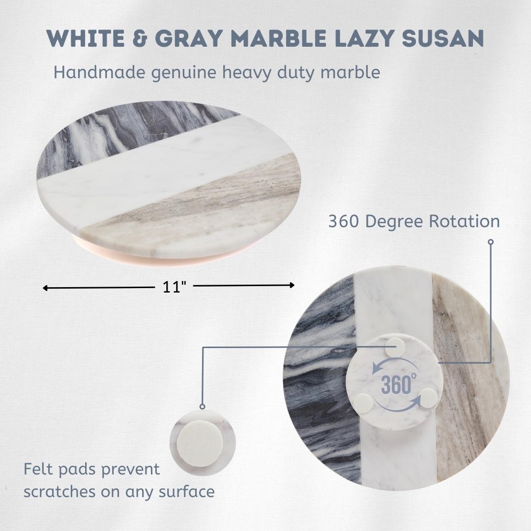Marble Lazy Susan for Table - Natural 3-Tone