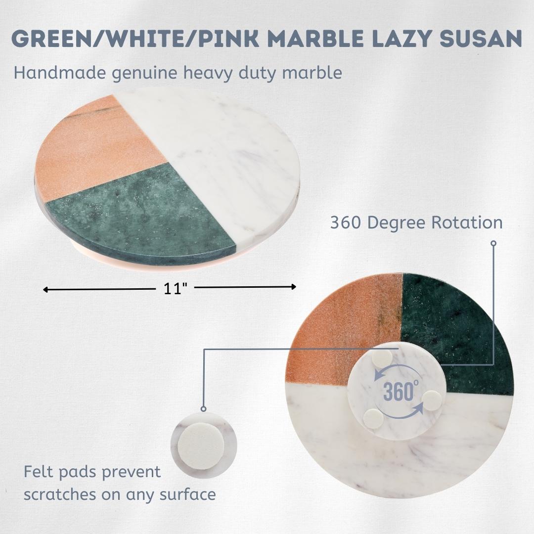 Marble Lazy Susan for Table - Coastal 3-Tone