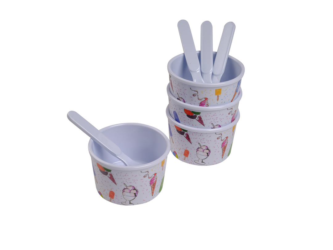 Melamine Ice Cream Bowls with Spoons
