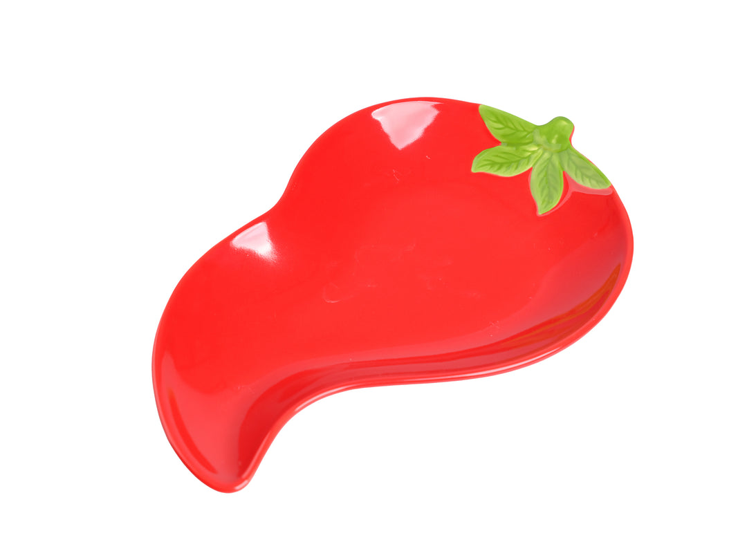 Red 12 Inch Ceramic Chili Shape Serving Tray
