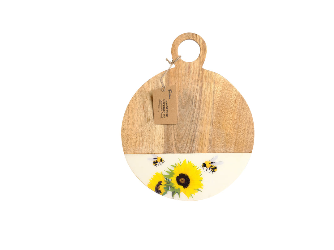 Mango Wood Sunflower Bee Round Board