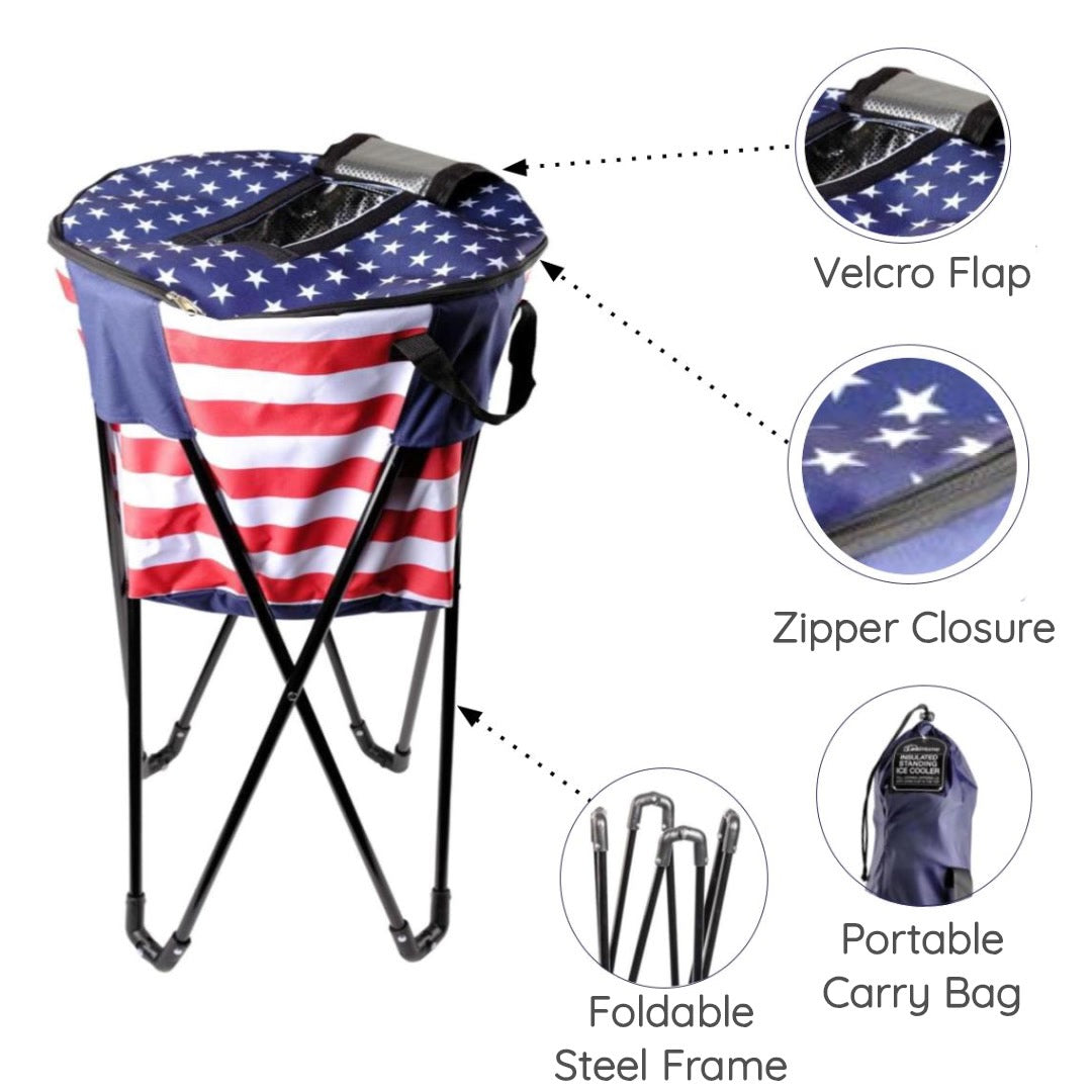 Folding Cooler with Carry Bag - Blue Stars & Stripes