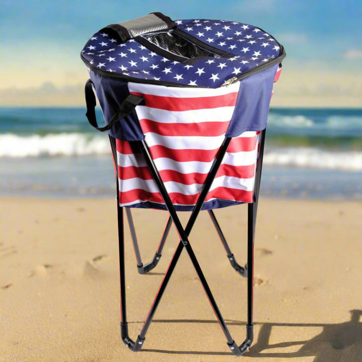 Folding Cooler with Carry Bag - Blue Stars & Stripes