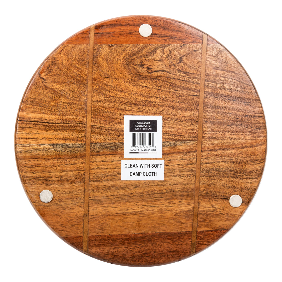 12-Inch Round Acacia Wood Serving Platter