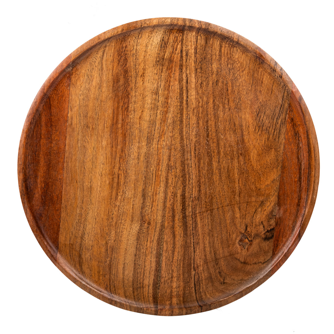 12-Inch Round Acacia Wood Serving Platter