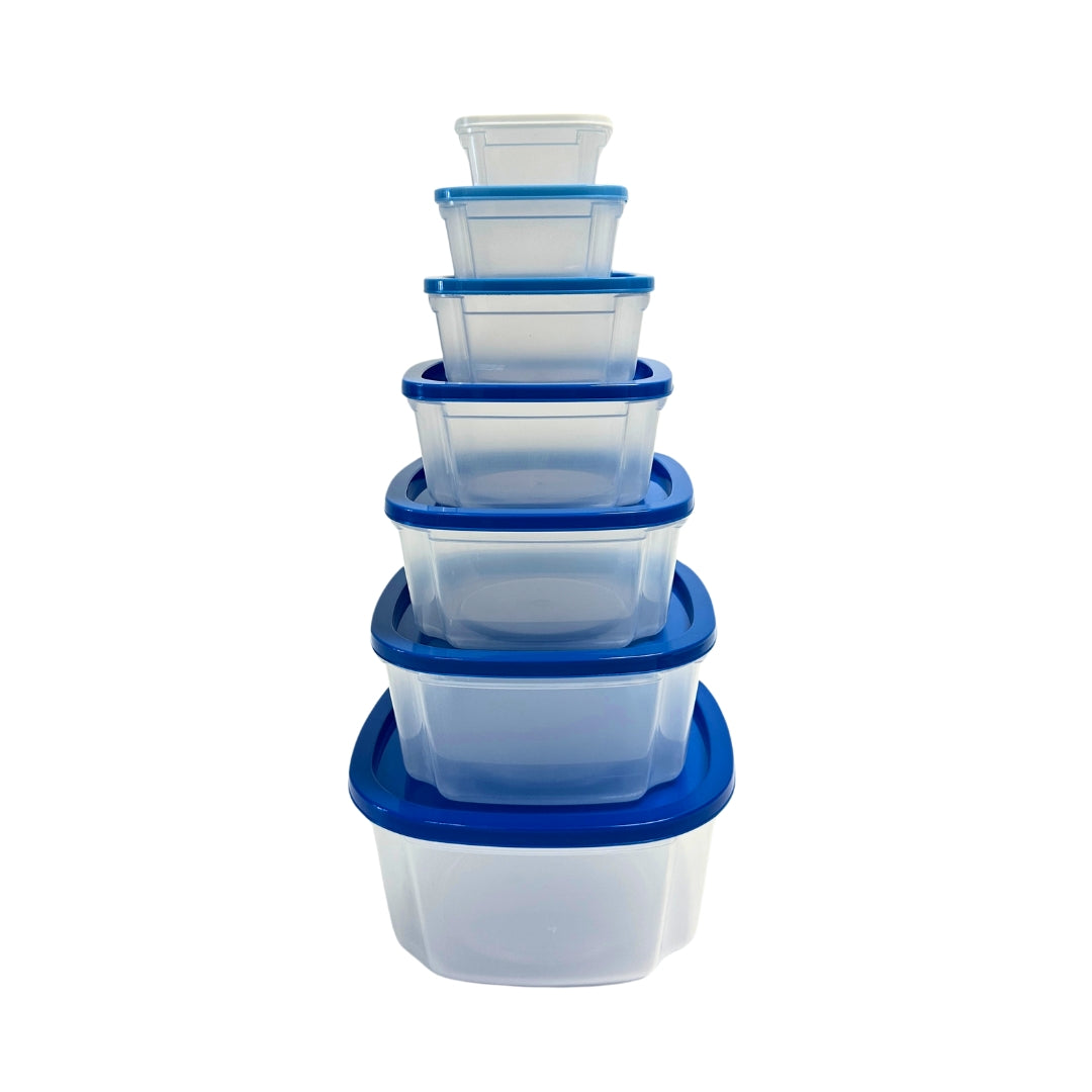 14-Piece Square Plastic Food Storage Containers with Gradient Lids