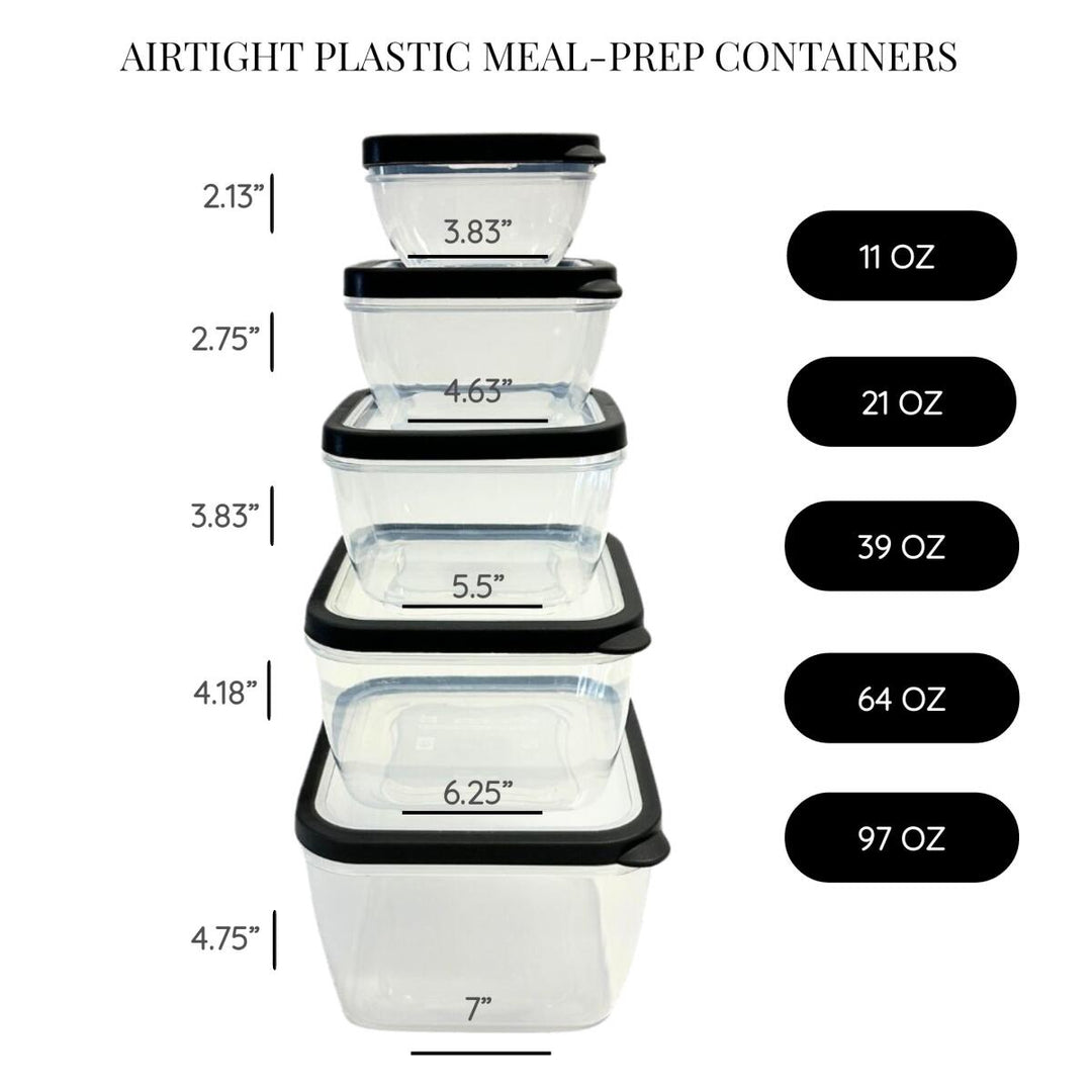 10-Piece Square Plastic Food Storage Containers with Vented Lids