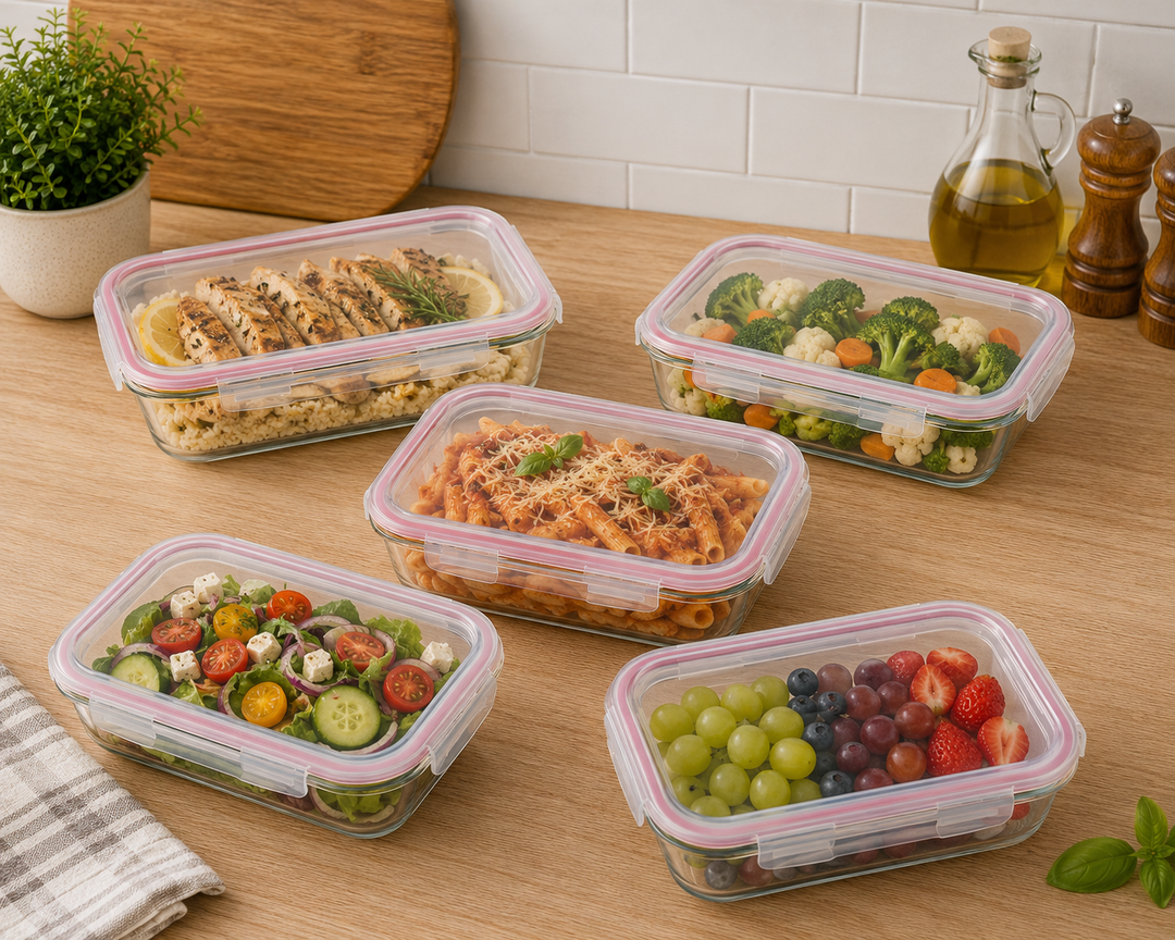 Lexi Home Rectangular 76.25 oz. Glass Food Storage Container with Red Locking Lid