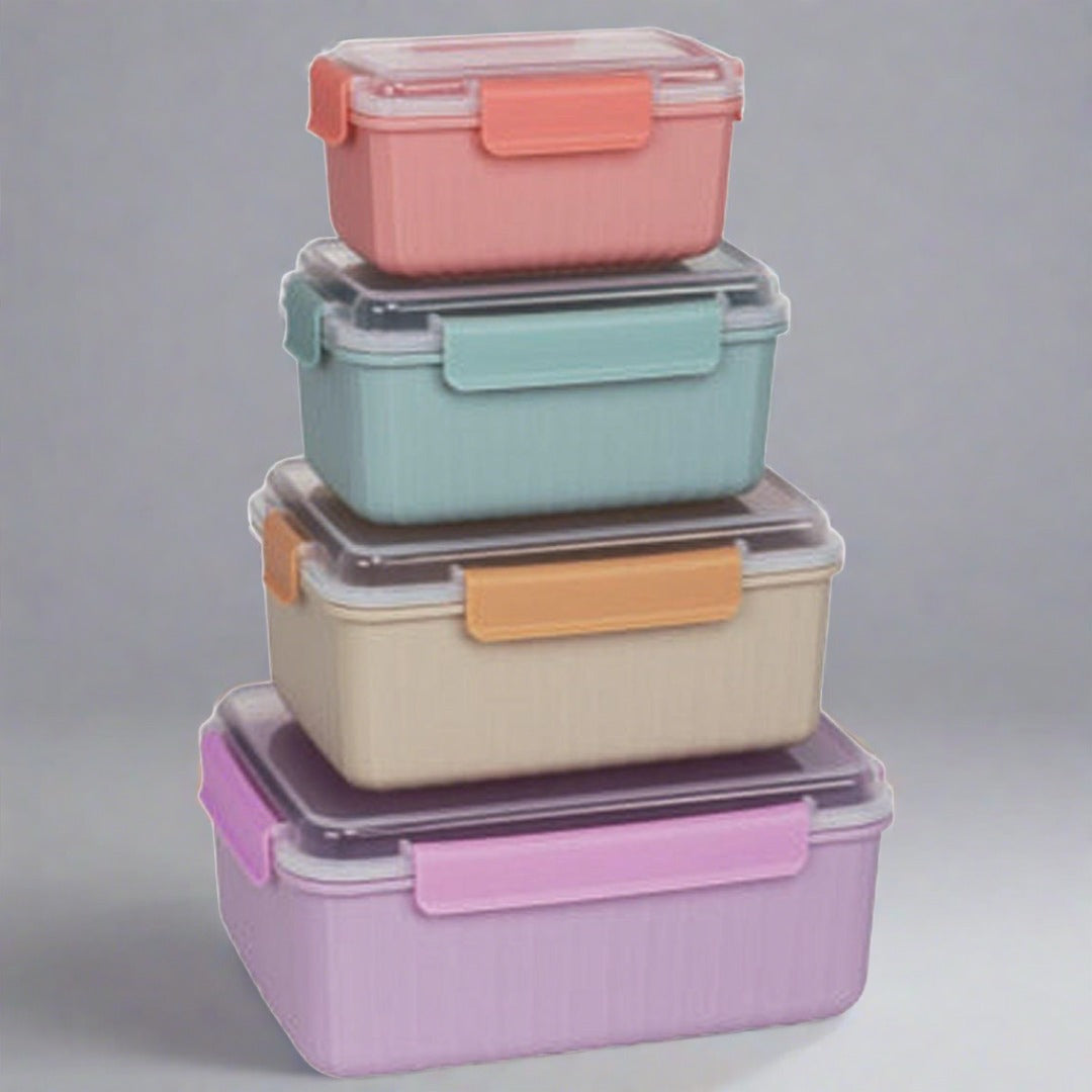 Ribbed Snap and Lock Plastic Food Storage Container Set