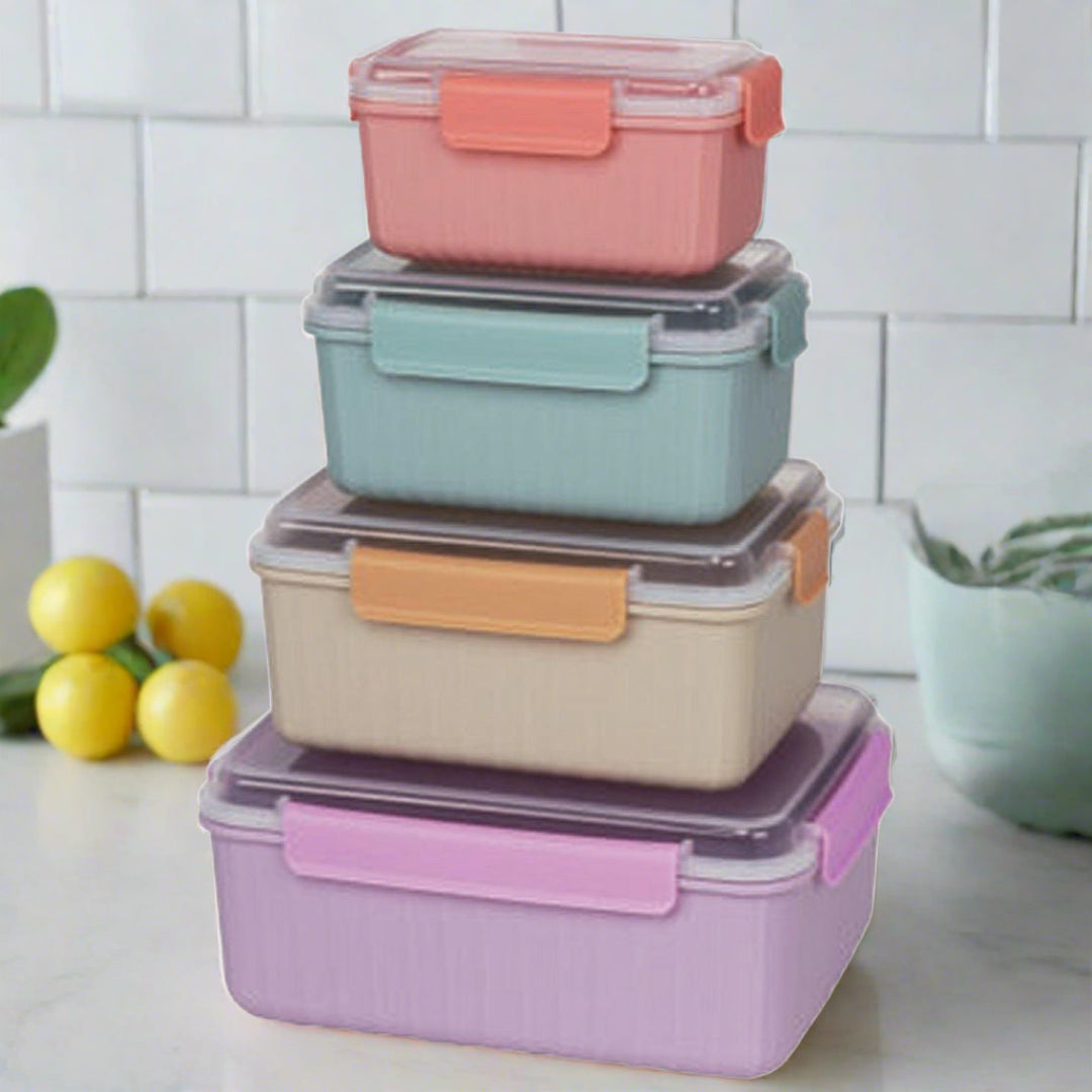 Ribbed Snap and Lock Plastic Food Storage Container Set