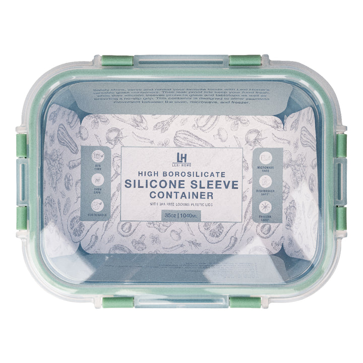 35.2 oz. Glass Meal Prep Container with Sage Silicone Sleeve