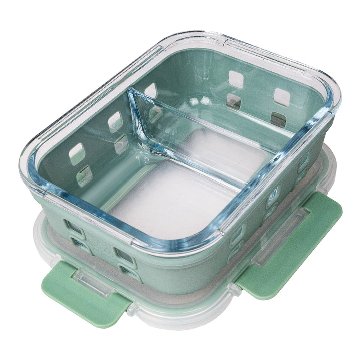 35 oz. Sage Silicone Sleeve 2-Compartment Glass Container