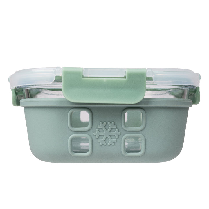 27 oz. Square Glass Container with Sage Silicone Sleeve