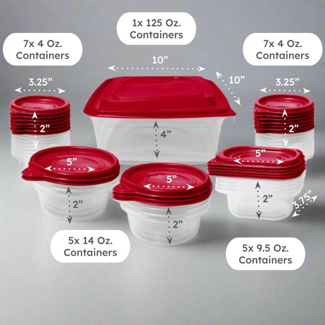 50-Piece Nesting Plastic Food Storage Container Set